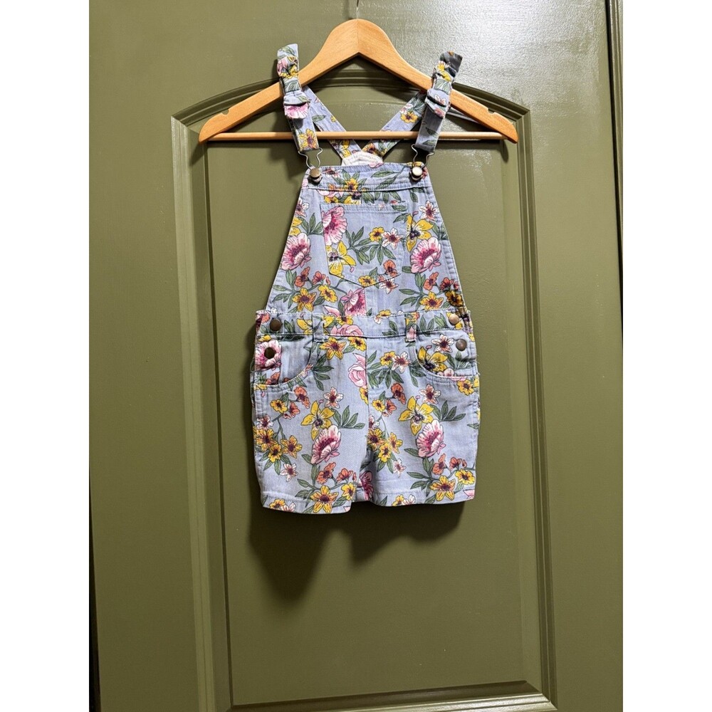 Sunset Girl Flower Pattern Overalls – Size 7/8